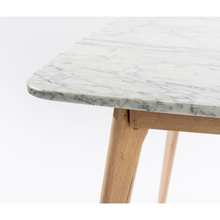 Load image into Gallery viewer, Senna 31&quot; Square Italian Carrara White Marble Dining Table with Oak Legs