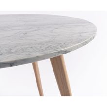 Load image into Gallery viewer, Avella 39&quot; Round Italian Carrara White Marble Dining Table with Oak Legs