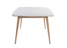 Load image into Gallery viewer, Senna 39&quot; Square Italian Carrara White Marble Dining Table with Walnut Legs