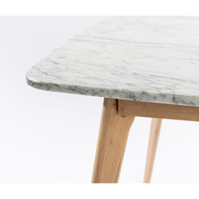Load image into Gallery viewer, Senna 39&quot; Square Italian Carrara White Marble with Oak Legs