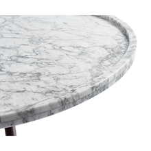Load image into Gallery viewer, Cassara 31&quot; Round Italian Carrara White Marble Coffee Table with Walnut Legs