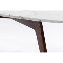 Load image into Gallery viewer, Faura 18&quot; x 43.5&quot; Rectangular Italian Carrara White Marble Table with Walnut Legs