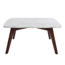 Load image into Gallery viewer, Vezzana 31&quot; Square Italian Carrara White Marble Table with Walnut Legs