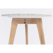 Load image into Gallery viewer, Cherie 15&quot; Round Italian Carrara White Marble Table with Oak Legs