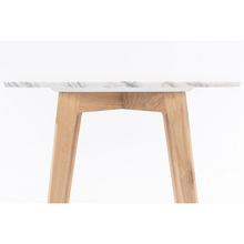 Load image into Gallery viewer, Cima 12&quot; x 21&quot; Rectangular Italian Carrara White Marble Table with Oak Legs
