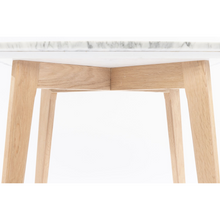 Load image into Gallery viewer, Gavia 19.5&quot; Square Italian Carrara White Marble Side Table with Oak Legs