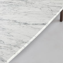 Load image into Gallery viewer, Laura 43&quot; Rectangular Italian Carrara White Marble Coffee Table with Walnut Shelf