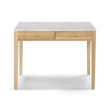 Load image into Gallery viewer, Meno 36&quot; Rectangular Italian Carrara White Marble Console Table with Oak Leg