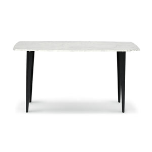 Campo 53" Rectangular Italian Carrara White Marble Console Table with Metal Legs