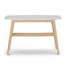 Load image into Gallery viewer, Castello 43&quot; Rectangular Italian Carrara White Marble Console Table with Oak Shelf