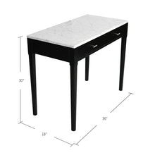 Load image into Gallery viewer, Meno 36&quot; Rectangular Italian Carrara White Marble Console Table with Black Leg