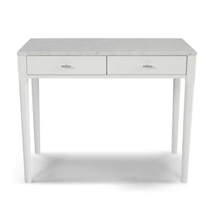 Meno 36" Rectangular Italian Carrara White Marble Console Table with Black Leg