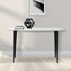 Campo 53" Rectangular Italian Carrara White Marble Console Table with Metal Legs