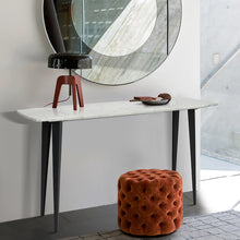 Load image into Gallery viewer, Campo 53&quot; Rectangular Italian Carrara White Marble Console Table with Metal Legs