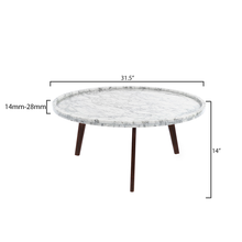 Load image into Gallery viewer, Cassara 31&quot; Round Italian Carrara White Marble Coffee Table with Walnut Legs