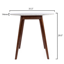 Load image into Gallery viewer, Avella 31&quot; Round Italian Carrara White Marble Dining Table with Walnut Legs