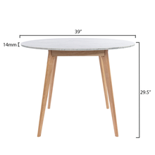 Load image into Gallery viewer, Avella 39&quot; Round Italian Carrara White Marble Dining Table with Oak Legs