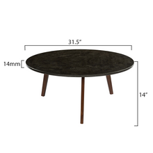Load image into Gallery viewer, Stella 31&quot; Round Black Marble Coffee Table with Walnut Legs