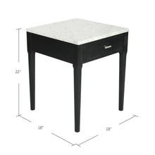 Load image into Gallery viewer, Alto 18&quot; Square Italian Carrara White Marble Side Table with Black Leg
