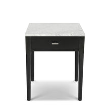 Load image into Gallery viewer, Alto 18&quot; Square Italian Carrara White Marble Side Table with Walnut Leg