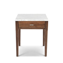 Load image into Gallery viewer, Alto 18&quot; Square Italian Carrara White Marble Side Table with Oak Leg