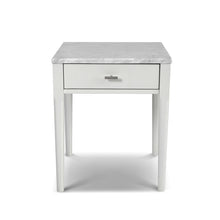 Load image into Gallery viewer, Alto 18&quot; Square Italian Carrara White Marble Side Table with Black Leg