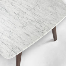 Load image into Gallery viewer, Cassoro 24&quot; Square Italian Carrara White Marble Side Table with Walnut Shelf