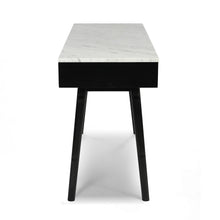 Load image into Gallery viewer, Viola 44&quot; Rectangular Italian Carrara White Marble Writing Desk with Black Leg