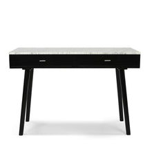 Load image into Gallery viewer, Viola 44&quot; Rectangular Italian Carrara White Marble Writing Desk with Oak Leg