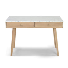 Load image into Gallery viewer, Viola 44&quot; Rectangular Italian Carrara White Marble Writing Desk with White Leg