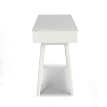 Load image into Gallery viewer, Viola 44&quot; Rectangular Italian Carrara White Marble Writing Desk with White Leg