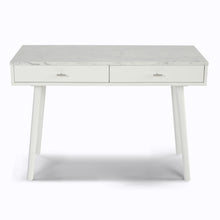 Load image into Gallery viewer, Viola 44&quot; Rectangular Italian Carrara White Marble Writing Desk with Black Leg